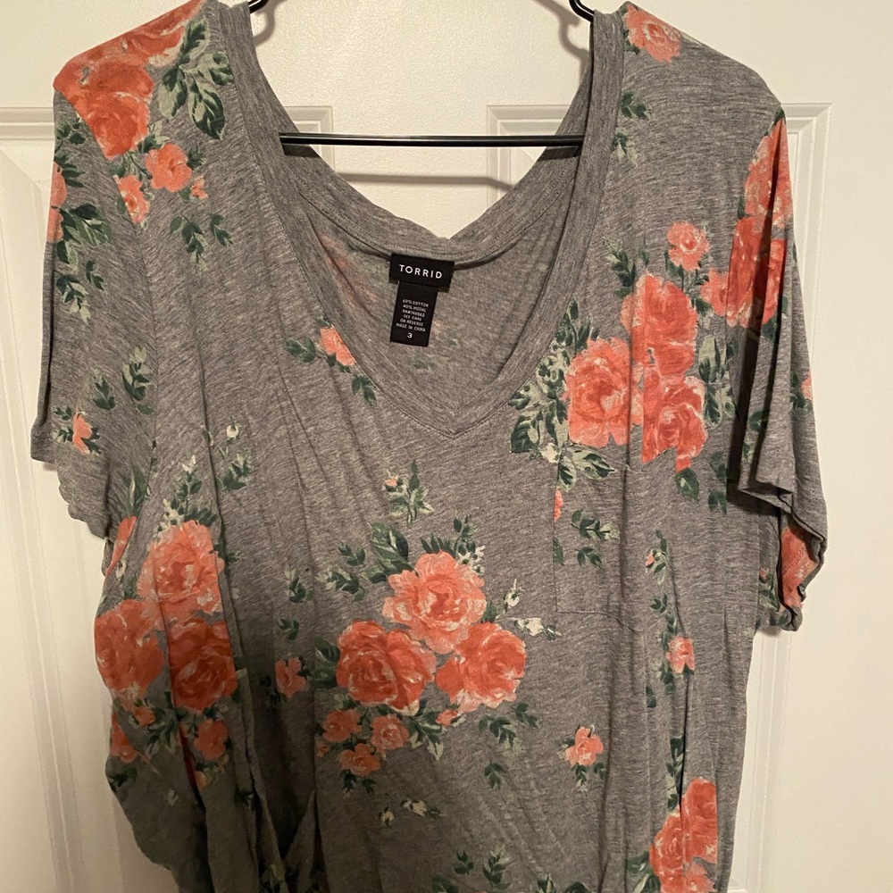 Grey and floral t shirt